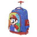 Mochila Con Ruedas Grande Azul Chenson Mario Bros