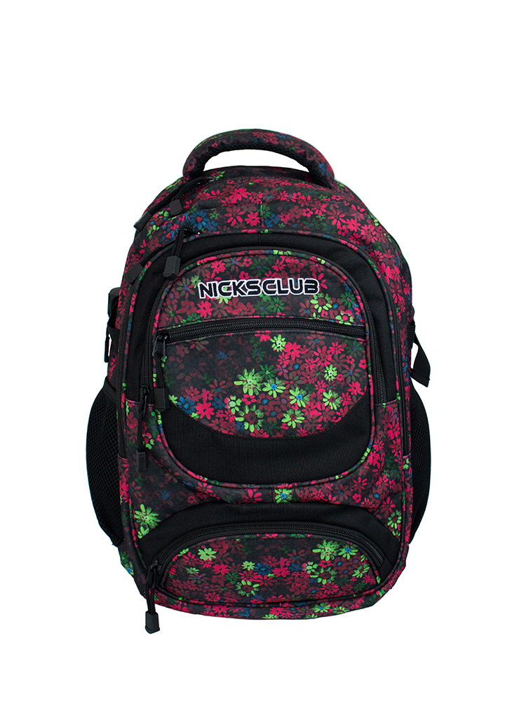 Mochila Pin Nicks Club Floreada Negra