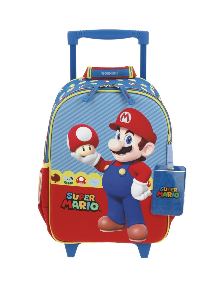 Mochila Azul Mario Bros Con Ruedas Chenson Mush