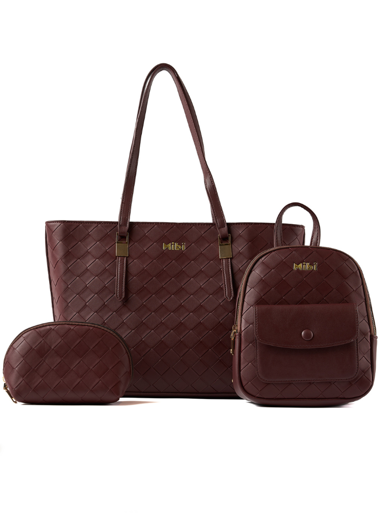Set Mibi De 3 Piezas Tinto Texturizado