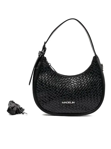[MAD-6805-23-BK] Bolso Madelin Tipo Baguette Jury Negro