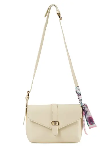 [LB2620-CR] Bolso LB Tipo Bandolero Suzeth Crema