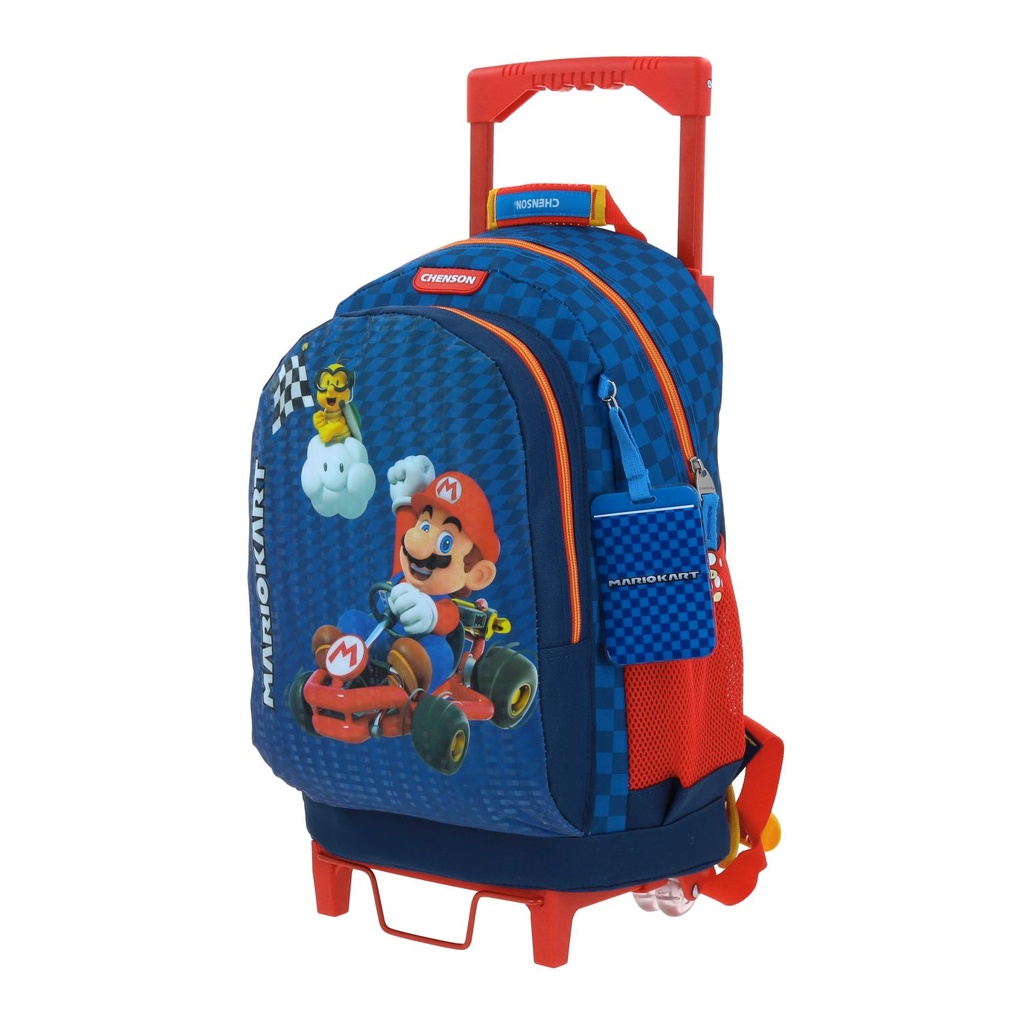 Mochila Con Rodos Grande Azul Mario Bros Gokar