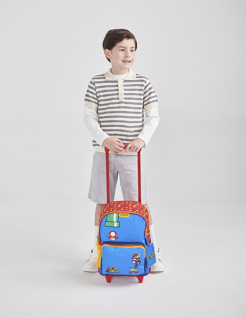 Mochila Con Ruedas Azul Mario Bros Chenson Onder