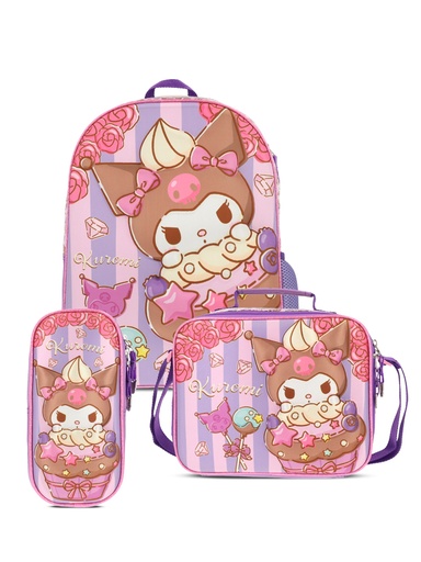 [KRM004-SE006A] Set Mochila+Lonchera Y Portalápiz Sweet Kuromi